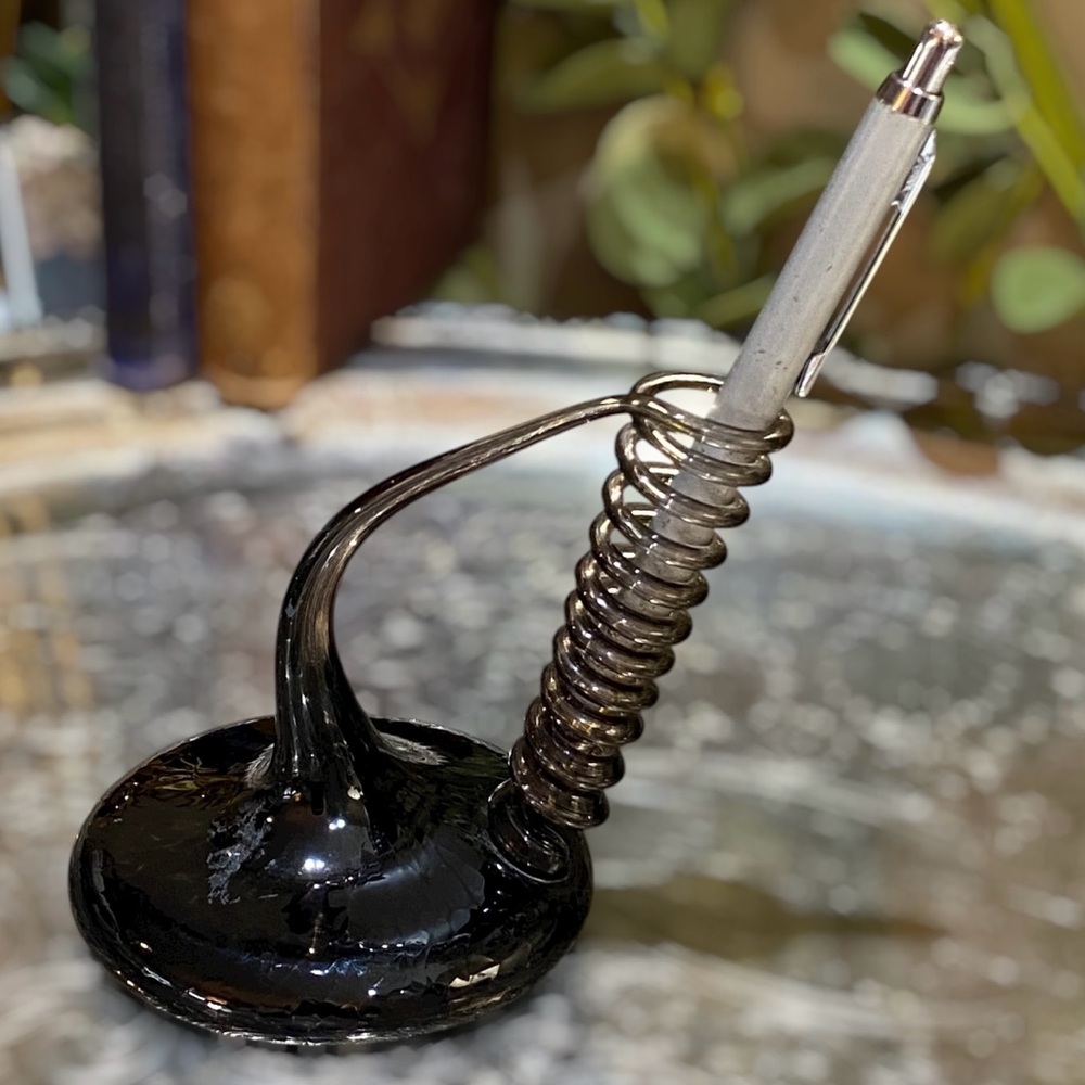 Vintage West Virginia Purple Art Glass Hand Blown Artist Signed Pen Holder
